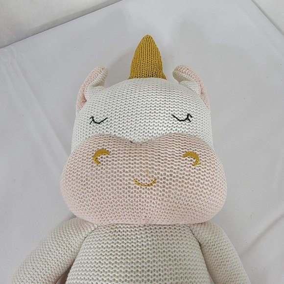 Living Textiles Kenzie Unicorn Plush Rattle 16” Knit Pink White Stuffed Toy - Picture 2 of 10